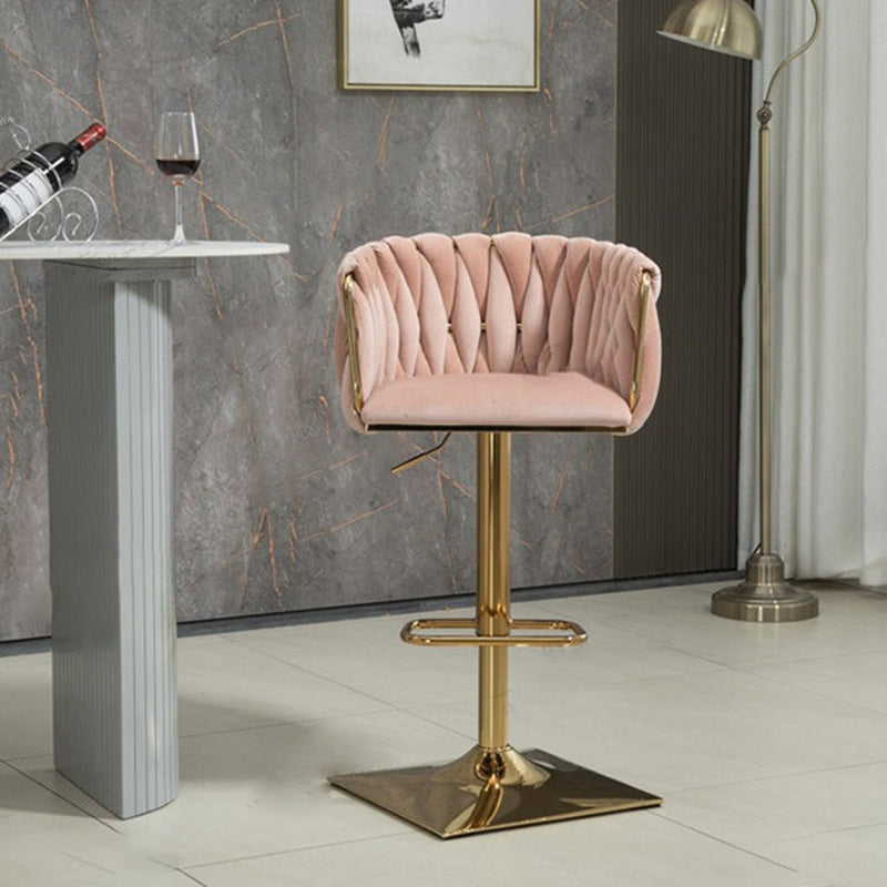 Modern Velvet Metal Liftable Swivel Bar Stool — Black
