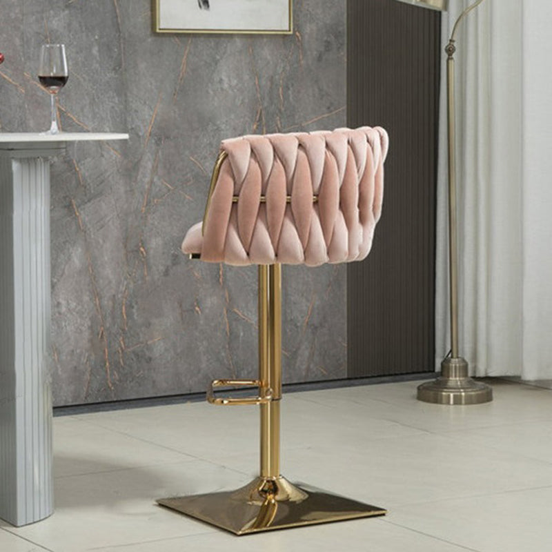 Modern Velvet Metal Liftable Swivel Bar Stool