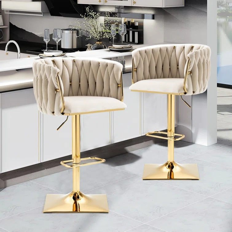 Modern Velvet Metal Liftable Swivel Bar Stool