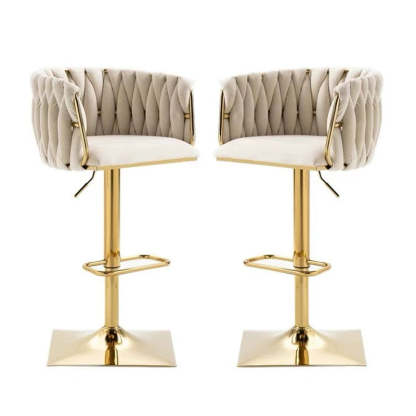 Modern Velvet Metal Liftable Swivel Bar Stool