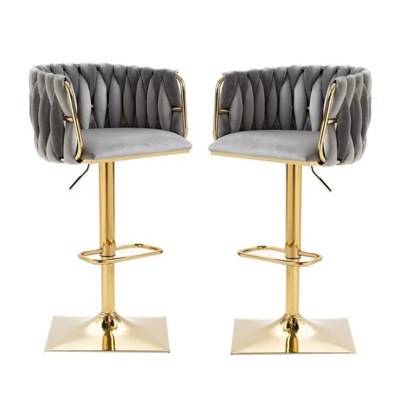 Modern Velvet Metal Liftable Swivel Bar Stool