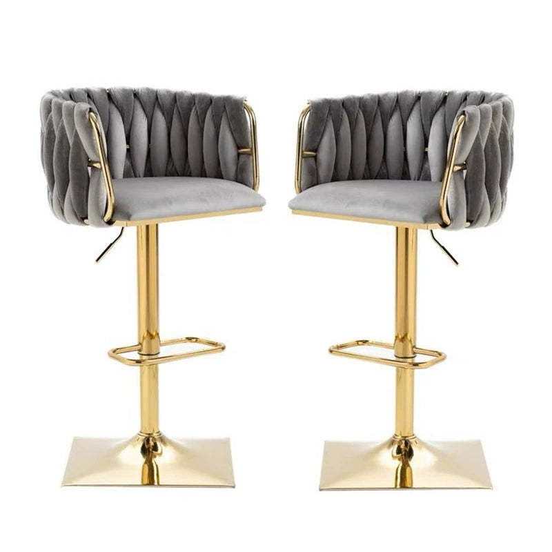 Modern Velvet Metal Liftable Swivel Bar Stool
