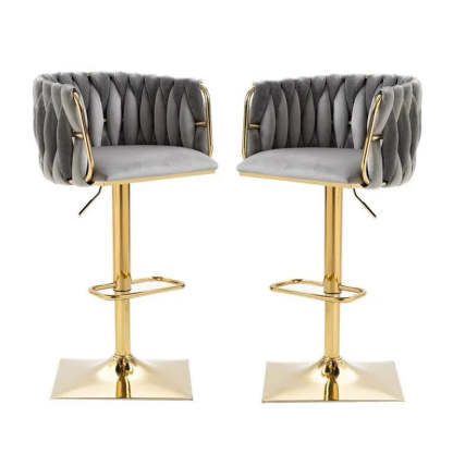 Modern Velvet Metal Liftable Swivel Bar Stool