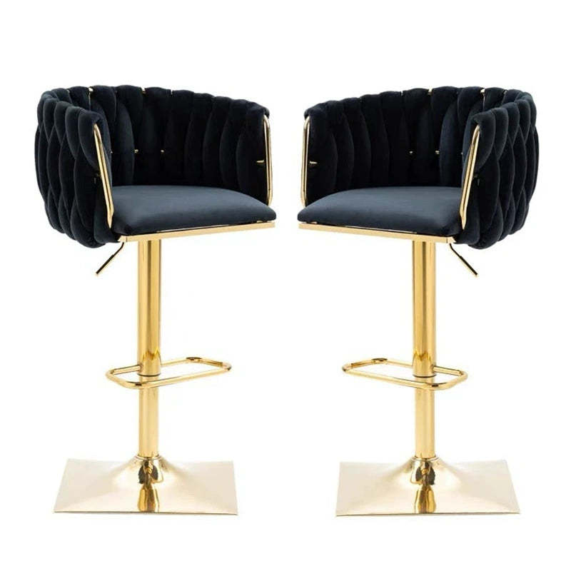 Modern Velvet Metal Liftable Swivel Bar Stool