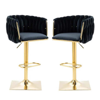 Modern Velvet Metal Liftable Swivel Bar Stool
