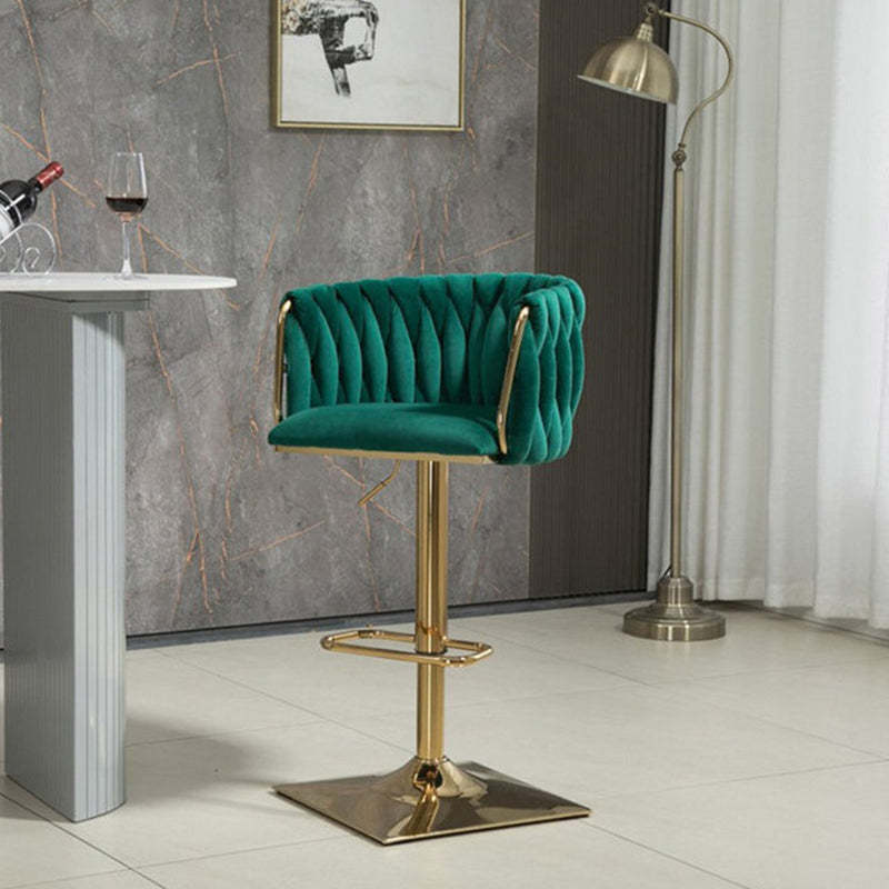 Modern Velvet Metal Liftable Swivel Bar Stool