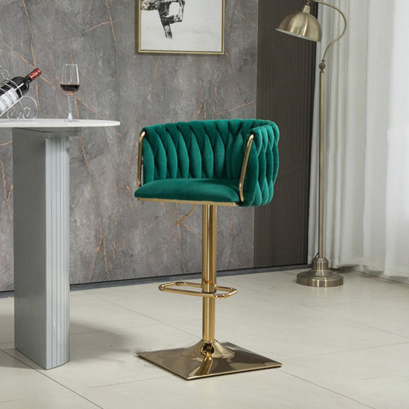 Modern Velvet Metal Liftable Swivel Bar Stool