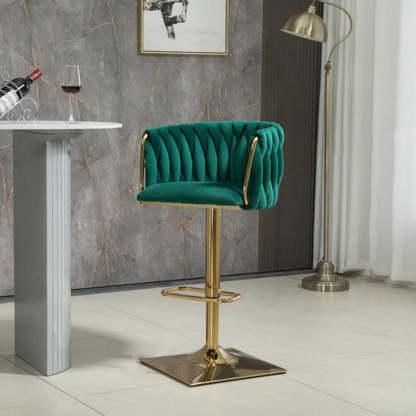 Modern Velvet Metal Liftable Swivel Bar Stool