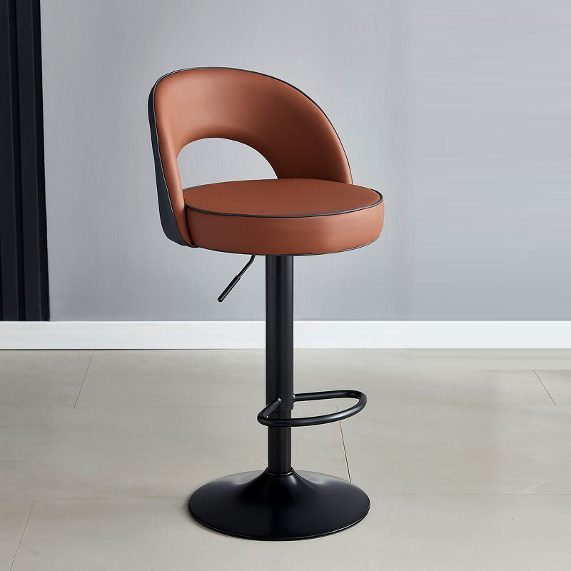 Modern Leather Metal Liftable Swivel Bar Stool
