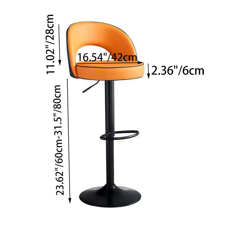 Modern Leather Metal Liftable Swivel Bar Stool — Brown / Black