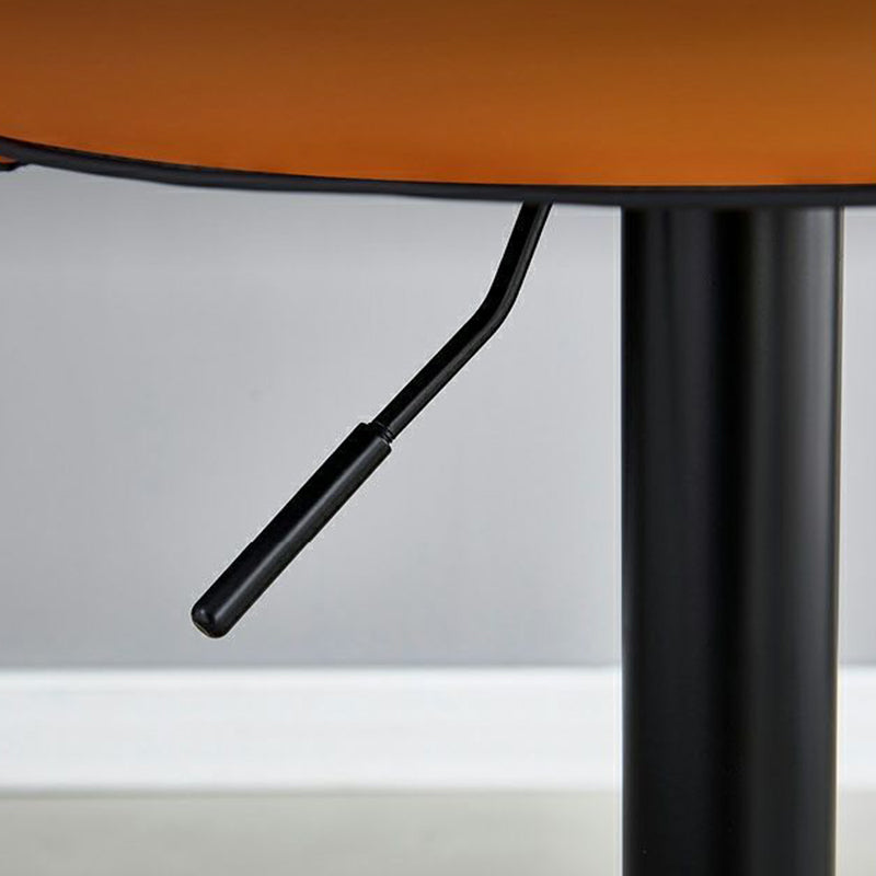 Modern Leather Metal Liftable Swivel Bar Stool — Brown / Chrome