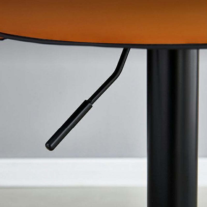 Modern Leather Metal Liftable Swivel Bar Stool — Brown / Chrome