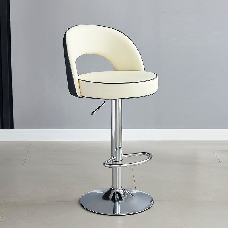 Modern Leather Metal Liftable Swivel Bar Stool — White + Gray / Black