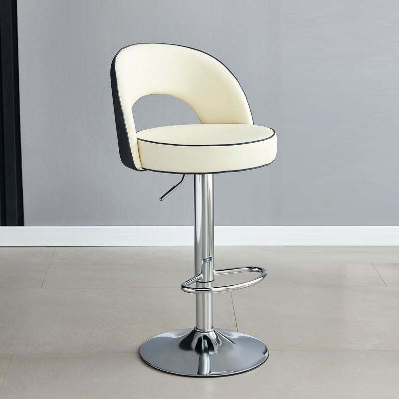 Modern Leather Metal Liftable Swivel Bar Stool — White + Gray / Black