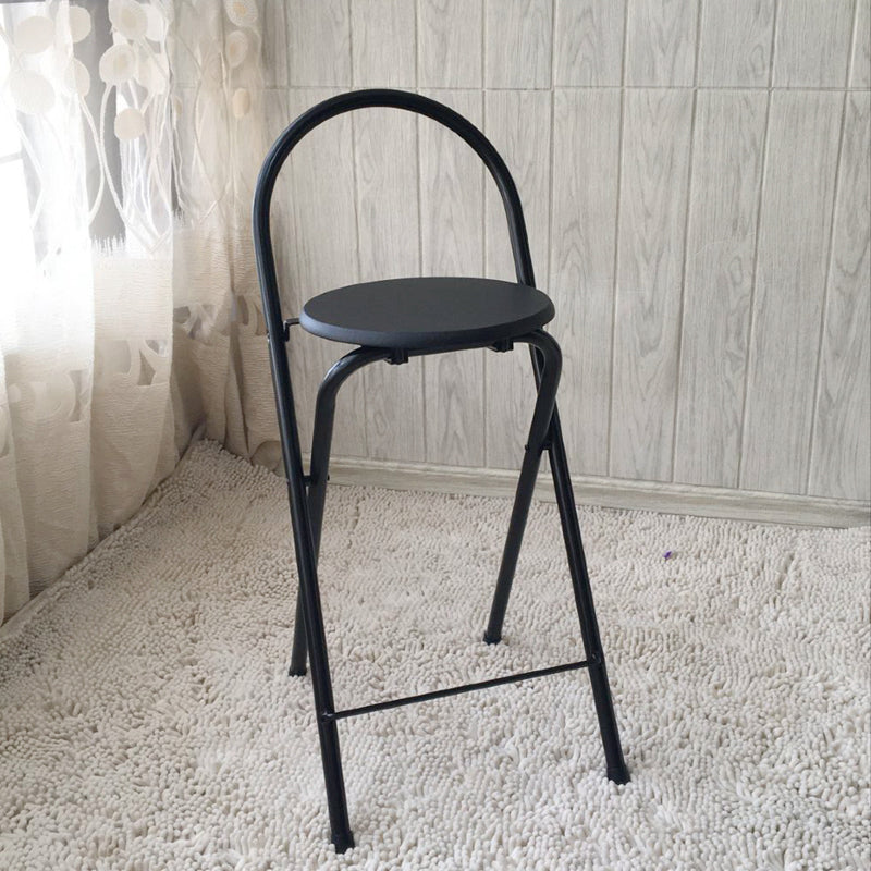 Minimalist Steel Engineered Wood Leather Foldable Bar Stool