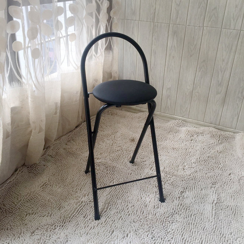 Minimalist Steel Engineered Wood Leather Foldable Bar Stool