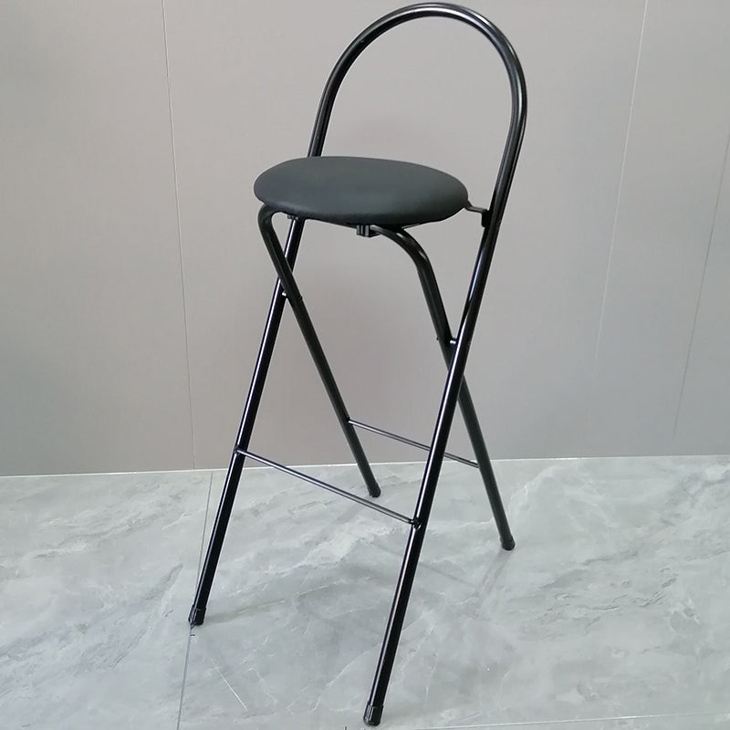 Minimalist Steel Engineered Wood Leather Foldable Bar Stool
