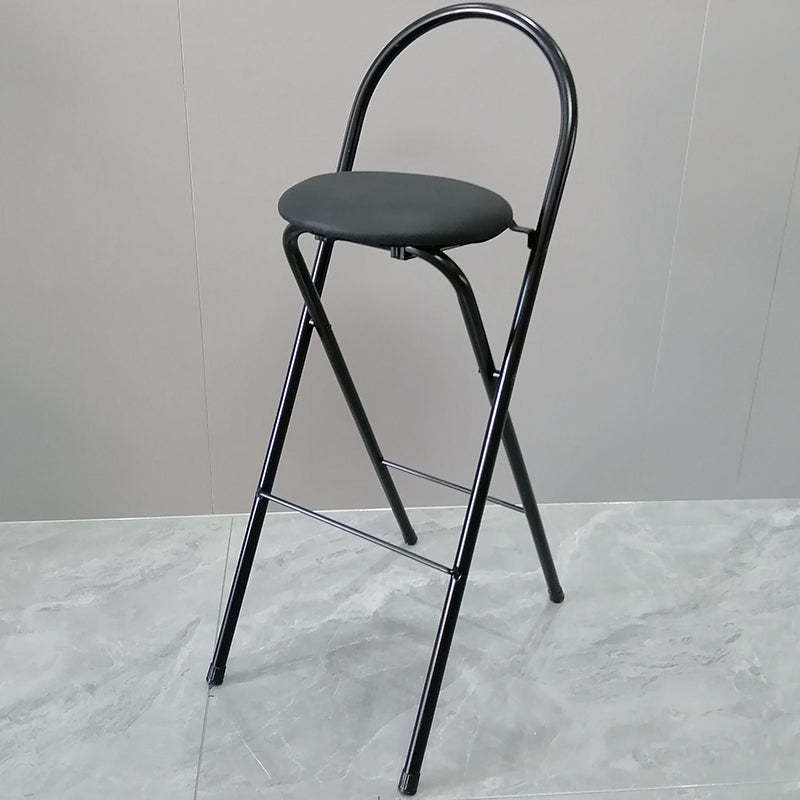Minimalist Steel Engineered Wood Leather Foldable Bar Stool