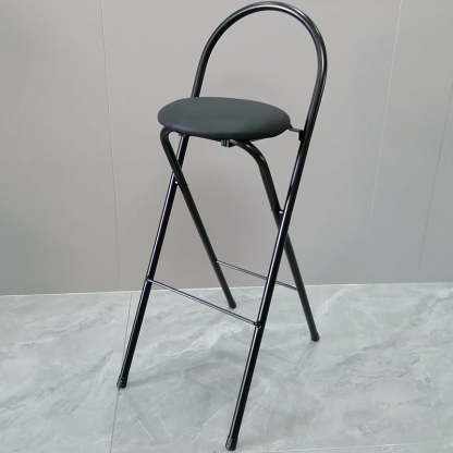 Minimalist Steel Engineered Wood Leather Foldable Bar Stool