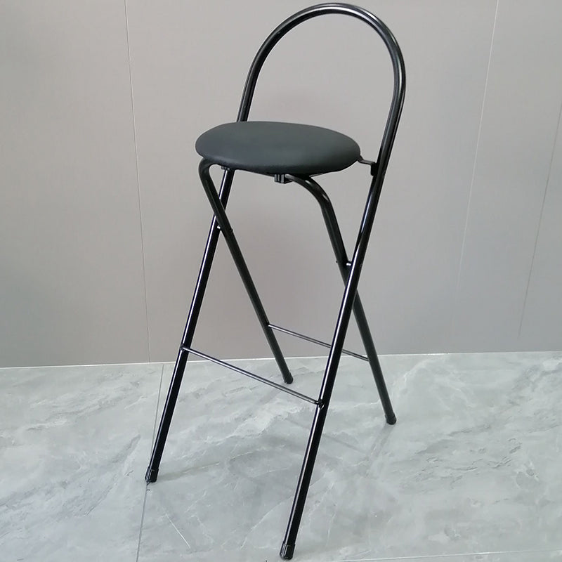 Minimalist Steel Engineered Wood Leather Foldable Bar Stool
