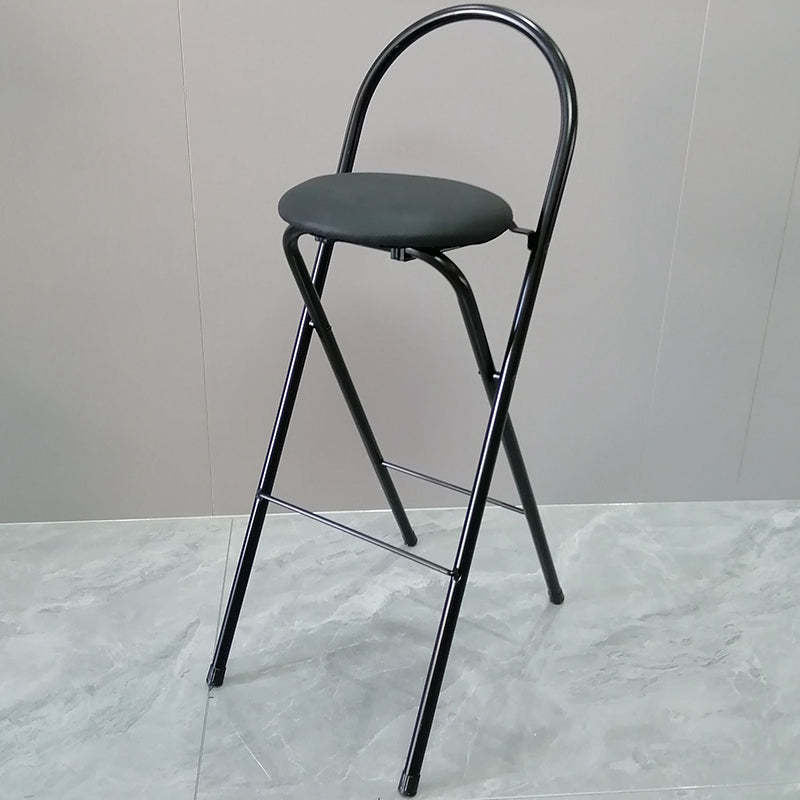 Minimalist Steel Engineered Wood Leather Foldable Bar Stool