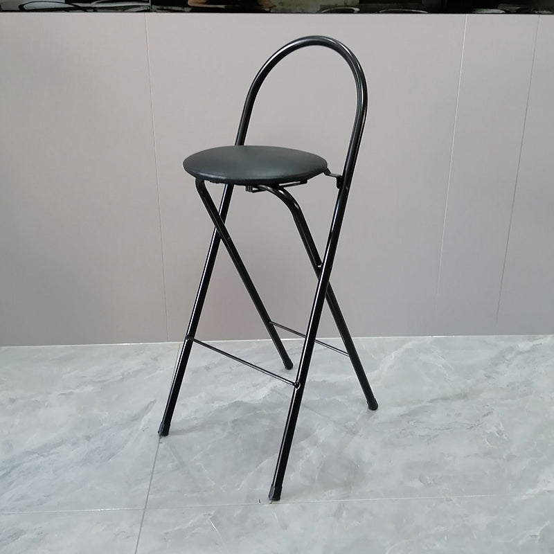 Minimalist Steel Engineered Wood Leather Foldable Bar Stool