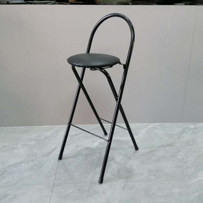 Minimalist Steel Engineered Wood Leather Foldable Bar Stool