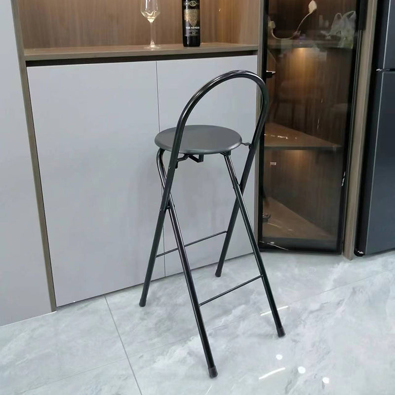 Minimalist Steel Engineered Wood Leather Foldable Bar Stool