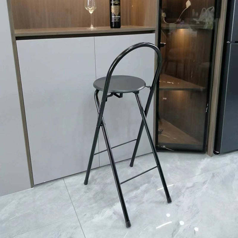 Minimalist Steel Engineered Wood Leather Foldable Bar Stool