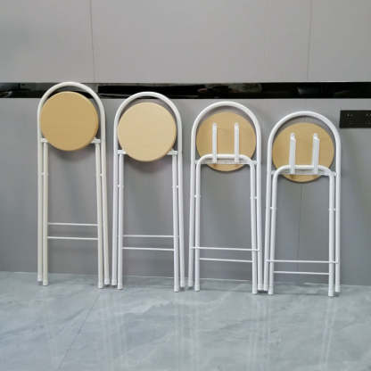 Minimalist Steel Engineered Wood Leather Foldable Bar Stool — White - MDF