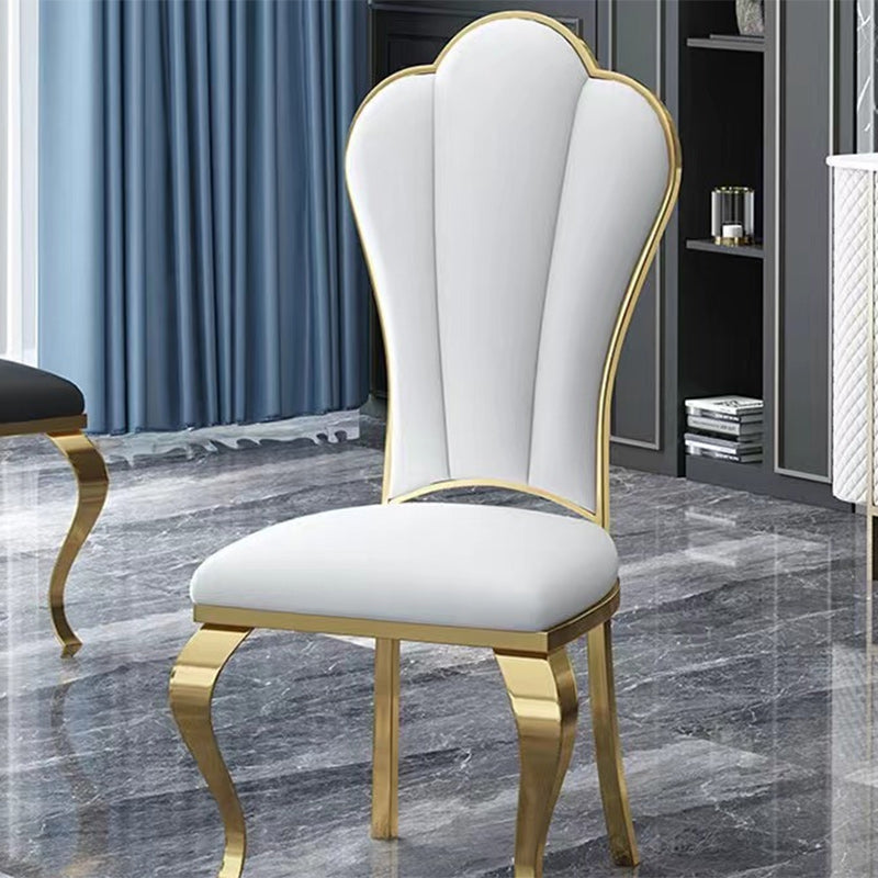 Nordic Steel Leather Petal Dining Chair