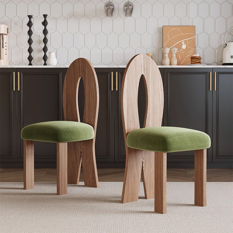 French Ash Wood Velvet Mermaid Dining Chair