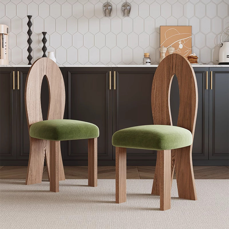 French Ash Wood Velvet Mermaid Dining Chair