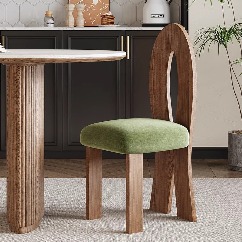 French Ash Wood Velvet Mermaid Dining Chair