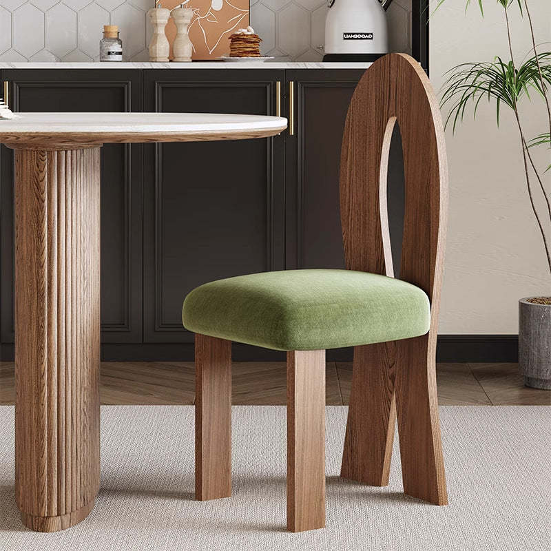 French Ash Wood Velvet Mermaid Dining Chair