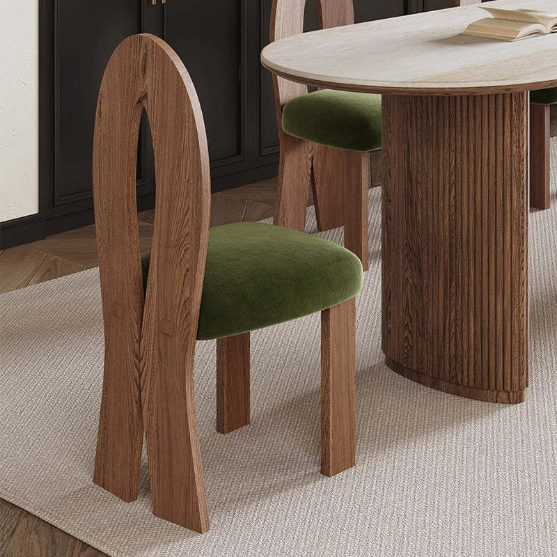 French Ash Wood Velvet Mermaid Dining Chair