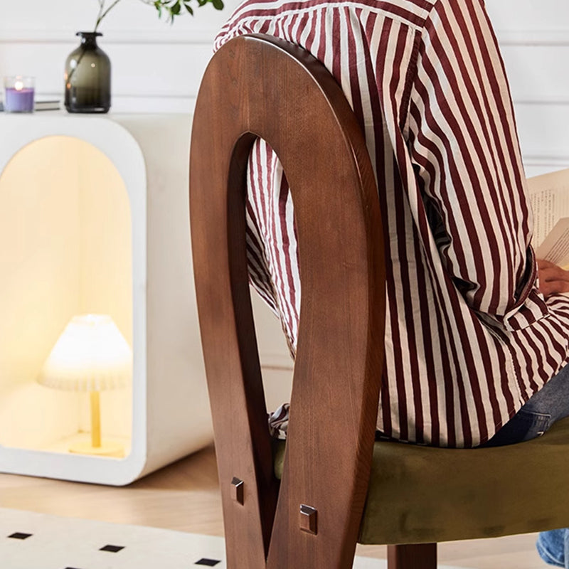 French Ash Wood Velvet Mermaid Dining Chair