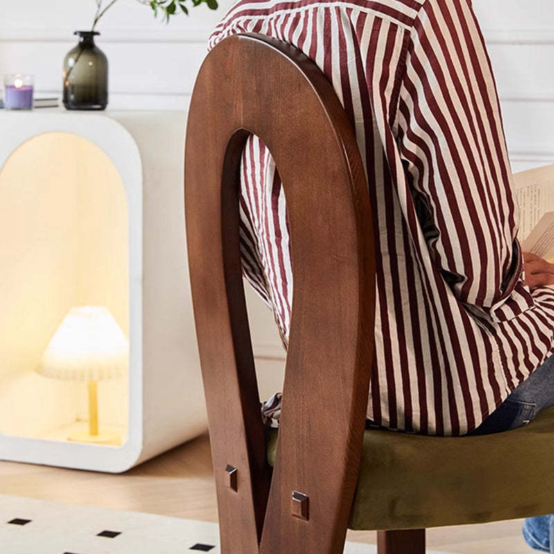 French Ash Wood Velvet Mermaid Dining Chair