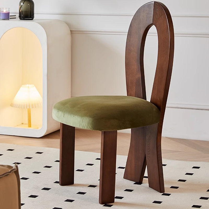 French Ash Wood Velvet Mermaid Dining Chair