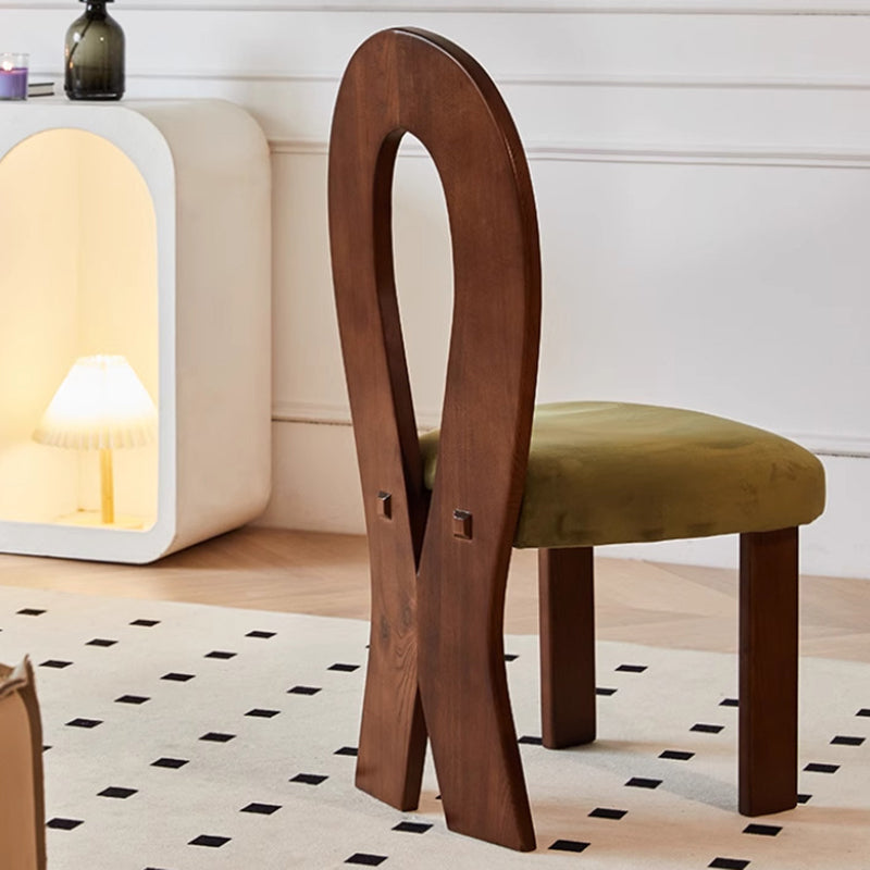 French Ash Wood Velvet Mermaid Dining Chair