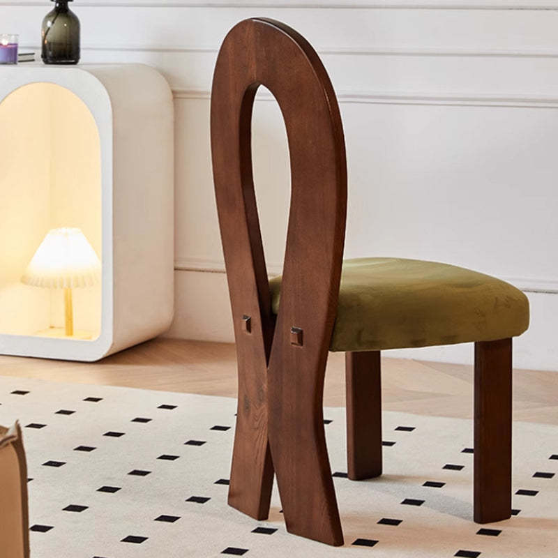 French Ash Wood Velvet Mermaid Dining Chair