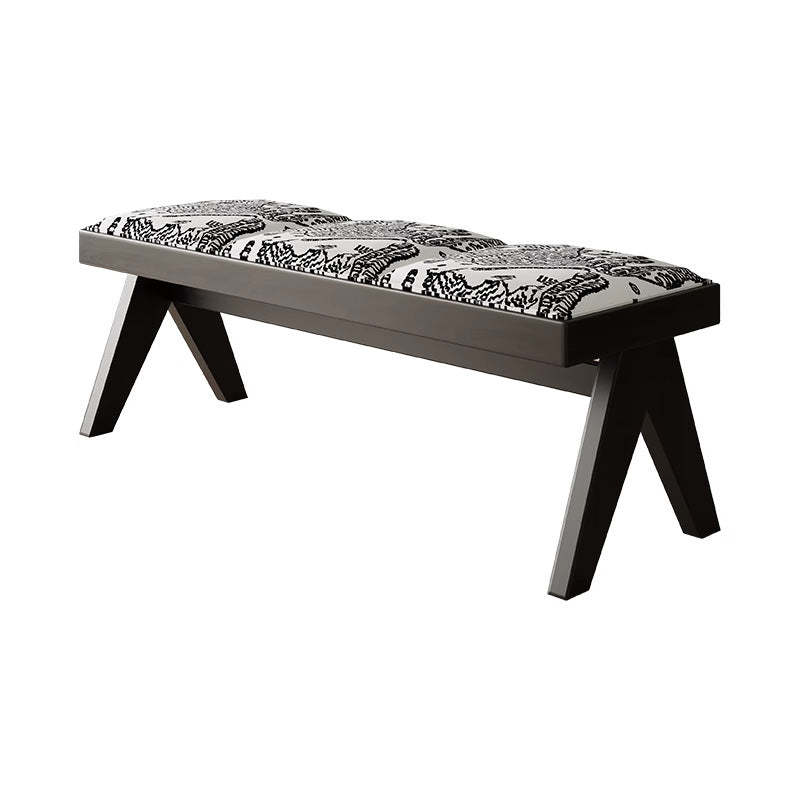 French Fabric Ash Wood Printed Bench