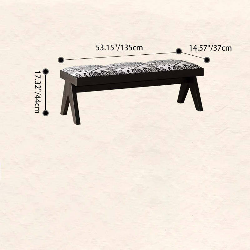 French Fabric Ash Wood Printed Bench