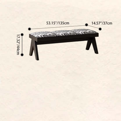 French Fabric Ash Wood Printed Bench