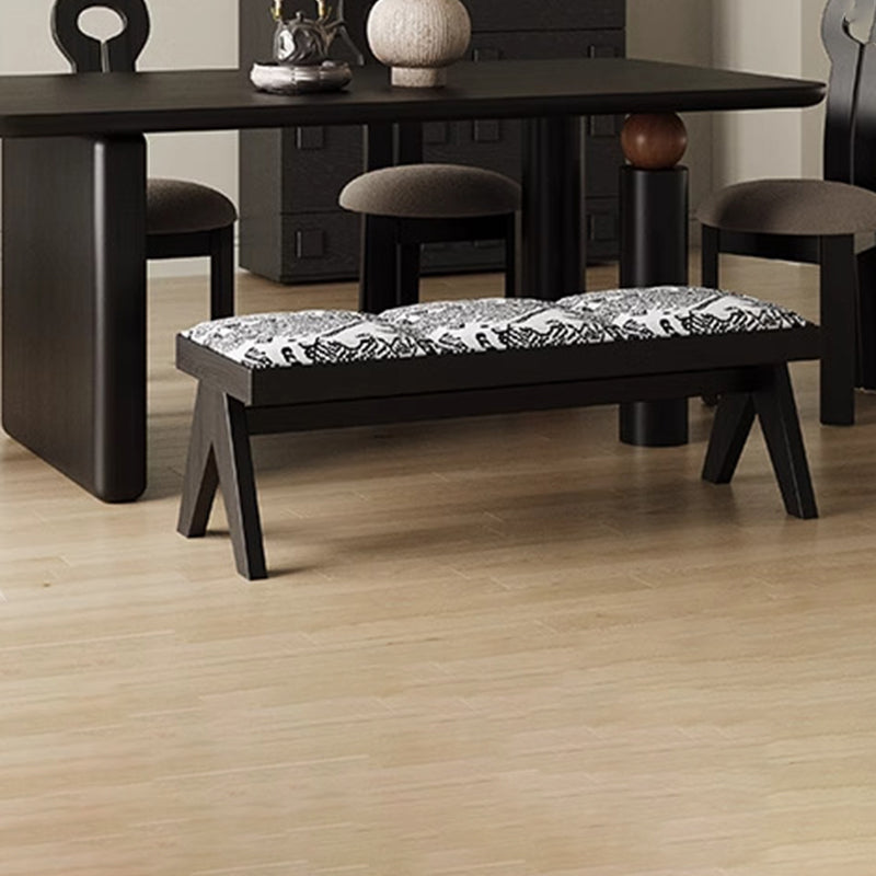 French Fabric Ash Wood Printed Bench