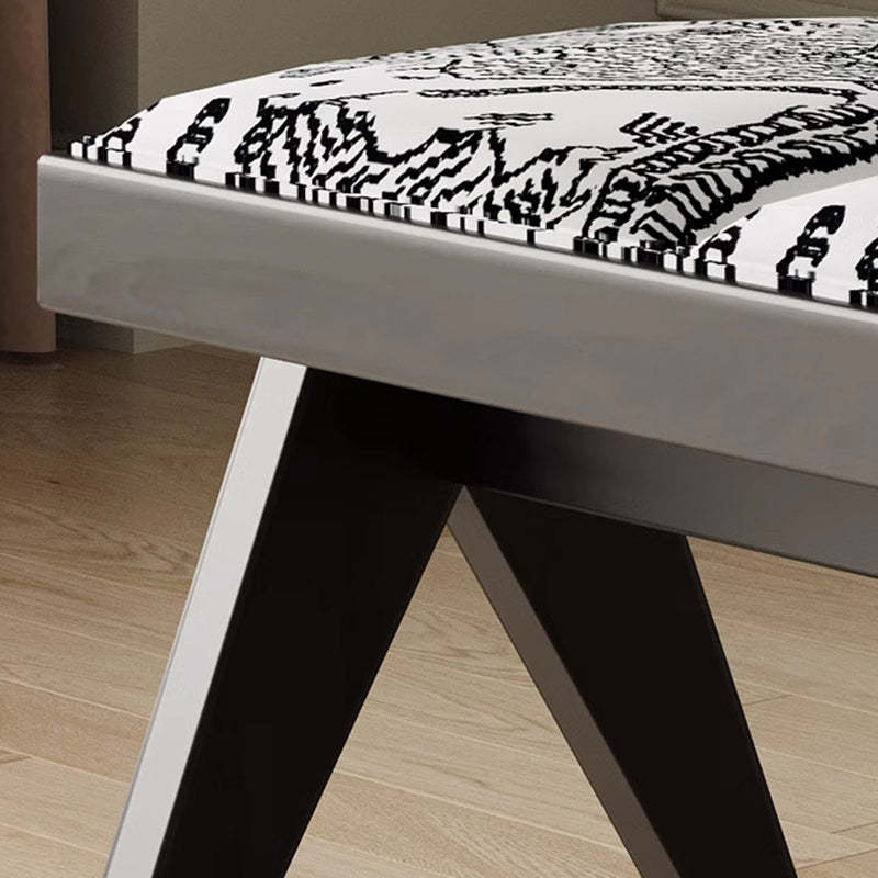 French Fabric Ash Wood Printed Bench
