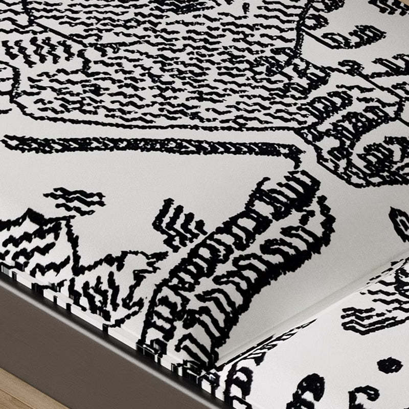 French Fabric Ash Wood Printed Bench