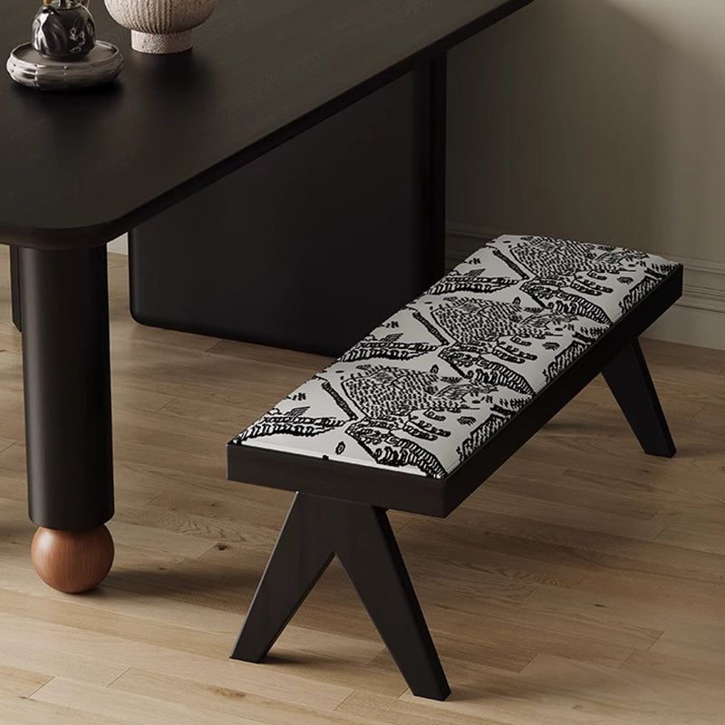 French Fabric Ash Wood Printed Bench