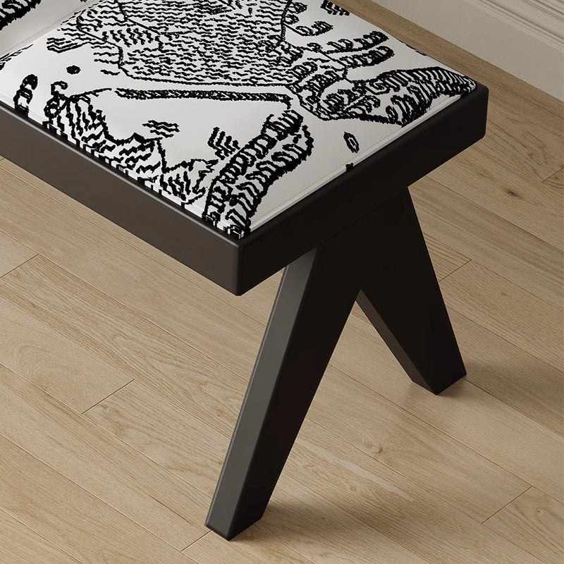French Fabric Ash Wood Printed Bench