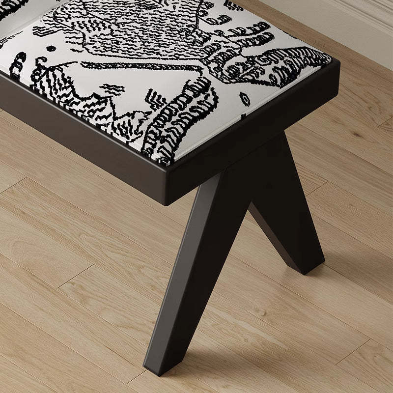 French Fabric Ash Wood Printed Bench